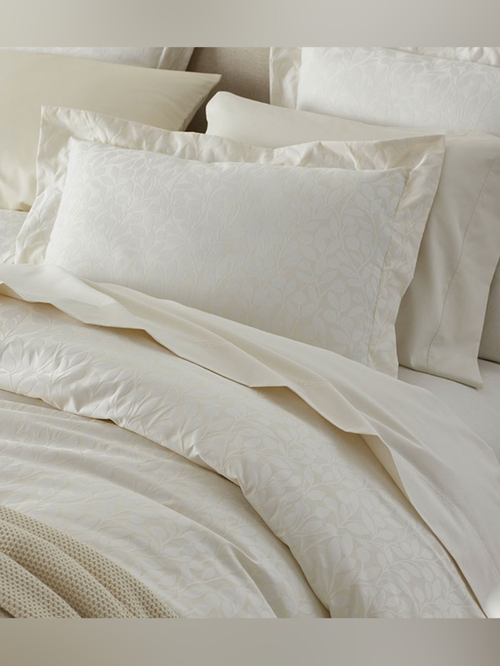 The Company Store Jacquard Leaf Supima Cotton Wrinkle Free Sheet Set King Ivory